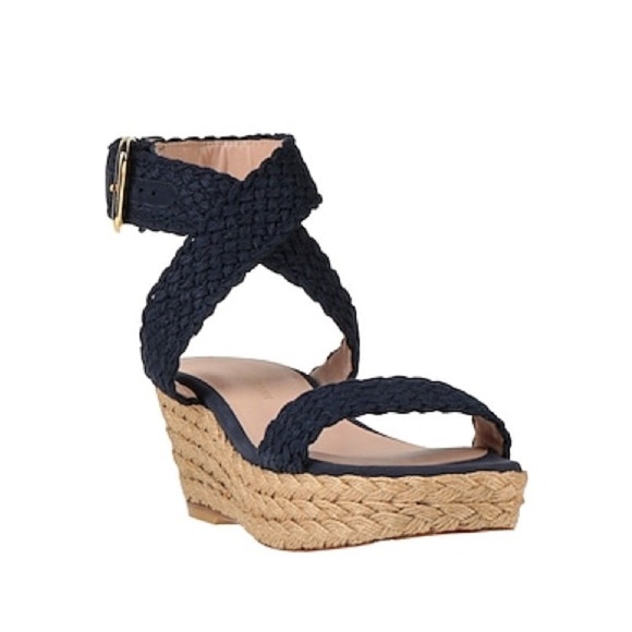 NEW Stuart Weitzman Alex Espadrille Low Wedges Midnight Blue Size 10 - Picture 2 of 11
